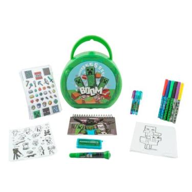 Imagem de Minecraft Coloring & Sticker Activity Set para crianças com estojo de transporte de viagem
