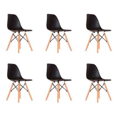 Imagem de Conjunto Com 6 Cadeiras Eames Quilmes Preto - Mobly