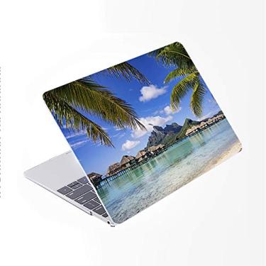 Imagem de SDH Capa para MacBook de 12 polegadas modelo A1534, capa rígida com padrão de plástico e película de teclado gradiente compatível com Mac tela retina de 12 polegadas versão 2015 2016 2017, cenário de