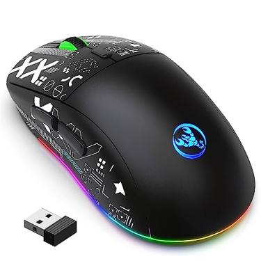 Imagem de T90 2.4G Mouse mecânico sem fio RGB Mouse para jogos Design ergonômico Duração de 10 milhões de toques de tecla 3600DPI 11 modos de iluminação RGB