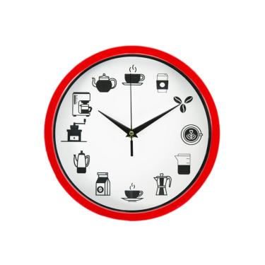 Imagem de Relógio de Parede Redondo Analógico Café Vermelho 25cm - Casambiente  unissex