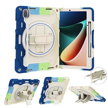 Imagem de QYiiD Capa para Xiaomi Mi Pad 5 Pro 12,4 polegadas, capa protetora resistente à prova de choque para crianças com suporte giratório de 360° e alça de ombro para Xiaomi Mi Pad 5 Pro 12,4 polegadas,