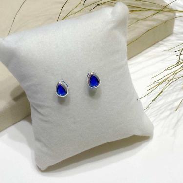 Imagem de Brinco Gota Azul - Banhado em Prata 925