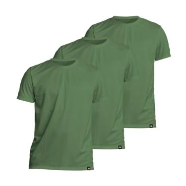 Imagem de Kit 3 Camisetas Algodão Solid Muvin – Casual - Manga Curta – Masculina – Camiseta Academia Treino Funcional – Corrida – Ginástica Fitness – Caminhada (BR, Alfa, P, Regular, Verde)