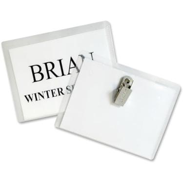 Imagem de Kit de suporte de crachá estilo clipe C-Line com inserções compatíveis com jato de tinta e laser, carregamento superior (CLI95523) Categoria: crachás de nome e etiquetas de crachá