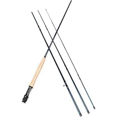 Imagem de Vara de pesca com mosca de alto desempenho, 4 peças, ação rápida, fibra de carbono im8, vara de pesca com mosca, para pesca em água doce-preta. Vara de pesca e molinete, azul