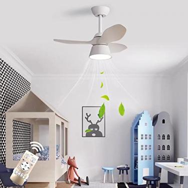 Imagem de Ventilador de teto com montagem downrod de 80 cm com luz e controle remoto, conjunto de 3 lâminas para interior/exterior, 6 velocidades, interruptor de temperatura de 3 cores