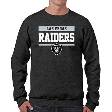 Imagem de Moletom NFL de manga comprida carvão, vestuário Gameday, moletom unissex de gola redonda para homens e mulheres (Las Vegas Raiders - preto, adulto GG)