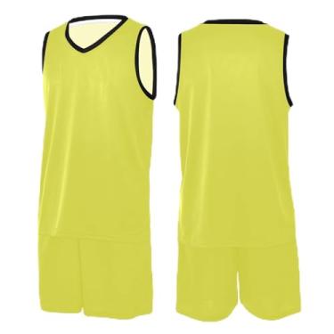 Imagem de CHIFIGNO Camiseta de basquete verde gradiente, camiseta de futebol preta masculina, camiseta masculina PP-3GG, Amarelo lua, PP