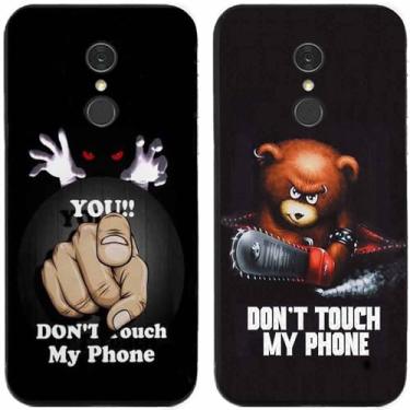 Imagem de 2 peças Bear You Don't Touch My Phone impresso TPU gel silicone capa de telefone traseira para LG Series (LG Q7 / Q7+)