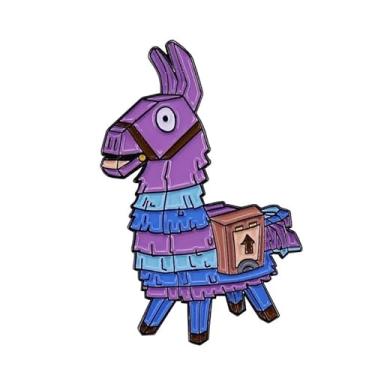 Imagem de Broche esmaltado de lhama Loot, Fortnite, 3,8 cm de altura, esmalte, Sem Pedra Preciosa