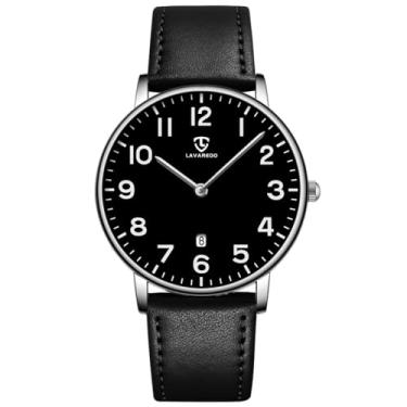 Imagem de BEN NEVIS Relógio masculino, relógio de pulso minimalista, moderno, simples, analógico, data, com pulseira de couro, 33-Y8SBlack-P, relógio masculino