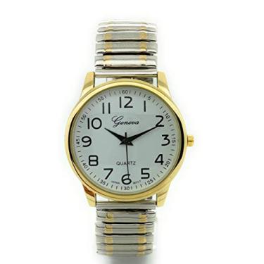 Imagem de all4udeals Relógio masculino feminino com mostrador grande, fácil leitura, números elásticos, mostrador branco, Moderno