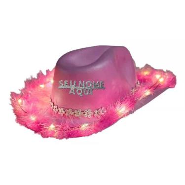 Imagem de Chapéu Led Rosa Pluma Country Ana Castela Boiadera Rodeio