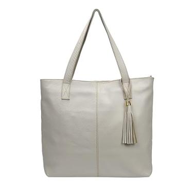 Imagem de Bolsa Feminina Sacola Shopping Bag Branca Off White Grande Shopbag Shopper Ombro Couro Legítimo Madamix Bolsas Femininas Shoulder Bag