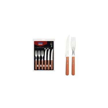 Imagem de Jogo De Talheres Para Churrasco Aço Inox 12 Pcs Cabo Madeira Natural  - Tramontina