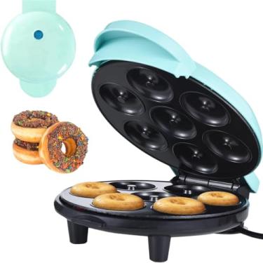 Imagem de Mini Donut Maker, 7 mini donuts Máquina elétrica de fazer donuts para café da manhã adequado para crianças Sobremesa Lanche Perfeito (AZUL, 110V)