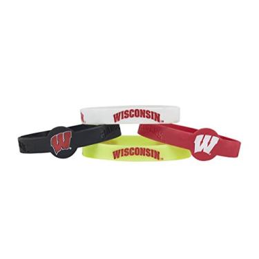 Imagem de Aminco Pulseiras de silicone NCAA Wisconsin Badgers, pacote com 4