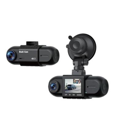 Imagem de XRC TECH Câmera veicular com lente dupla 4K + 1080p WiFi integrado com rastreador GPS DVR, câmera frontal e traseira, gravação em loop, sensor G, gravador de vídeo noturno com LED infravermelho