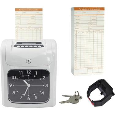Imagem de Auto Calce Horas e Máquina de Entrada/Saída de Relógio para Funcionários de Escritório e Fábrica - Gravador de Presença Digital com Perfuração Automática - Gravador de Tempo Eficiente