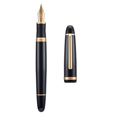 Imagem de Jinhao X850 Caneta-tinteiro ponta extrafina com conversor, preta com clipe dourado