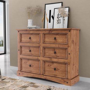 Imagem de Cômoda 06 Gavetas de Madeira Maciça Cera Carvalho