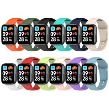 Imagem de Z.DuDuZAZA Pulseiras de substituição compatíveis com Xiaomi Redmi Watch 3 Active/Mi Watch 3 Lite para mulheres e homens, pacote com 12 pulseiras de silicone macio (12 peças, Redmi Watch3 Active)