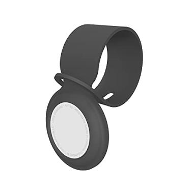 Imagem de DamonLight Loop para AirTag, capa protetora de silicone antiarranhões compatível com acessórios AirTags 2021 (preto)