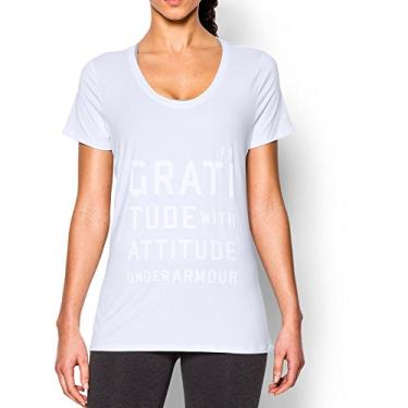 Imagem de Camiseta feminina Under Armour Studio tamanho grande SS - Branca/Prata pequena