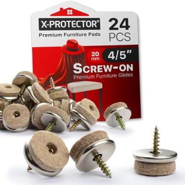 Imagem de Almofadas de feltro rosqueáveis da X-Protector – 24 almofadas para cadeira de feltro para pisos de madeira – Deslizadores de cadeira premium de 1,2 cm – Protetores de piso bege para pernas de móveis – Os melhores deslizadores de móveis para pisos de madeira!