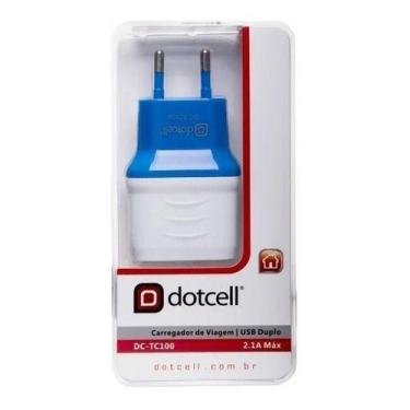 Imagem de Carregador de Viagem com 2 Portas USB DC-TC100 - Dotcell, Azul