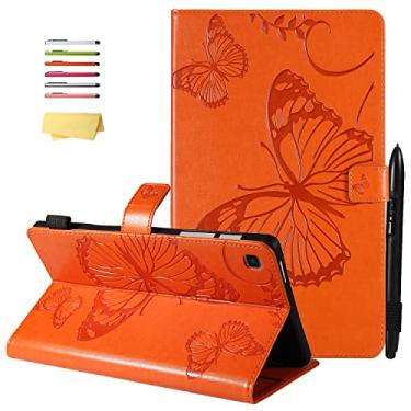 Imagem de UUcovers Capa para Samsung Galaxy Tab A7 Lite 22.1 cm versão 2021 (SM-T220/T225/T227) com porta-lápis, bolsos para cartão, suporte fólio de couro PU em relevo e capa traseira de TPU macio à prova de