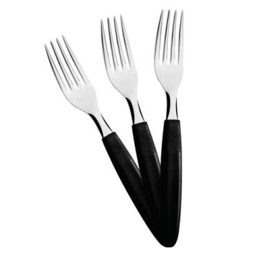Imagem de KIT - 24 Garfos de Mesa Ipanema Lâmina em Aço Inox Cabo Preto GPTOP - 