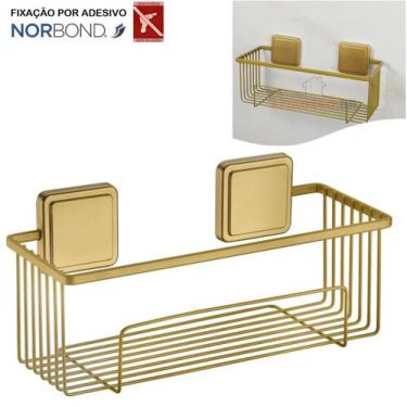 Imagem de Suporte Porta Shampoo Prateleira Banheiro Adesivo Dupla Face Dourado -