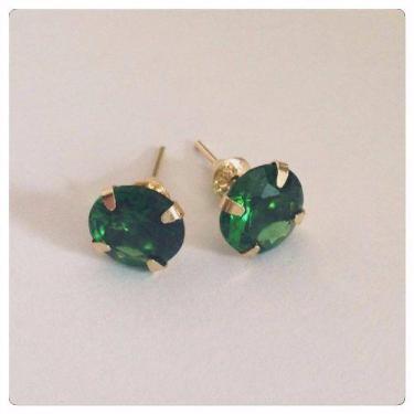 Imagem de Brinco De Ouro 18k 750 Pedra Verde Esmeralda - RD Magazine