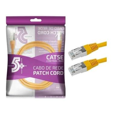 Imagem de Cabo De Rede Rj45 2m Ethernet Lan Rj45 Cat5e Amarelo 2 Metros - Chipsc