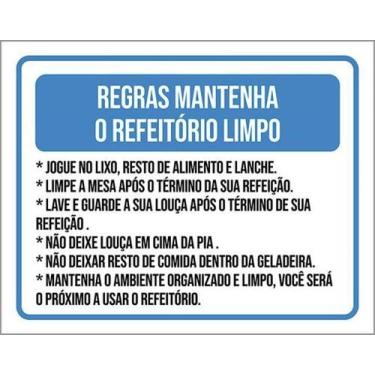 Imagem de Kit 5 Placas Sinalização - Regras Mantenha Refeitório Limpo - Sinalizo