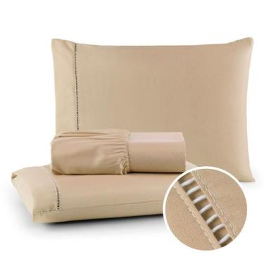 Imagem de Kit Roupa de Cama Casal 3 Peças 400 Fios Toque Suave - Charme do Lar, 