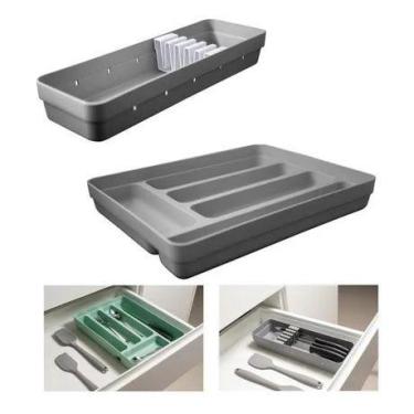 Imagem de Kit Organizador Porta Talheres mais Porta Facas Para Gavetas Multiuso 