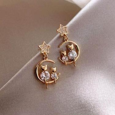 Imagem de Brinco Festa Feminino Delicado Pérola Strass Gota Luxo Pinge - anjo da