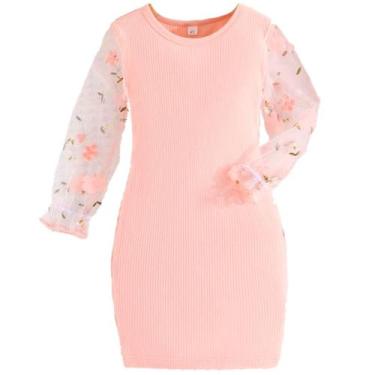Imagem de Vestido Infantil Menina Canelado Festas Manga Longa - anjo da mamãe, R