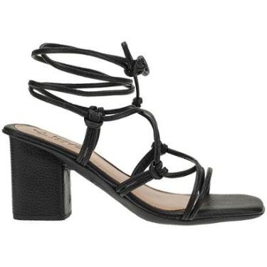 Imagem de Sandália Feminina Tiras Amarração Salto Alto Grosso Gladiadora-Feminino