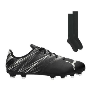 Imagem de Kit Chuteira Campo Puma Attacanto + Par de Meião, Preto, 42