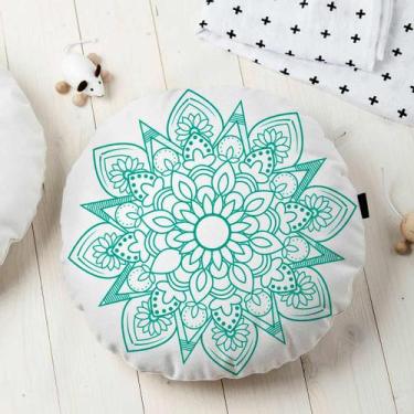 Imagem de Almofada Redonda Estampada Mandala 45x45cm Indira Jade - FASTLAR