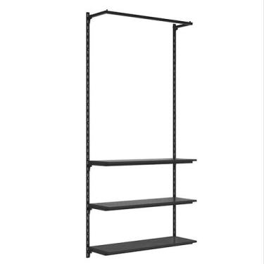 Imagem de Conjunto Estante Cremalheira 3 Prateleiras 1 Arara 94x200 cm Comac, Pr