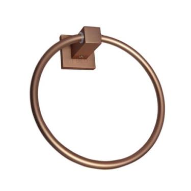Imagem de Porta Toalha Rosto Mão Rose Gold Fosco Argola Banheiro Metal - POLO