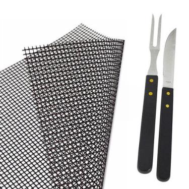 Imagem de Kit Churrasco Garfo Faca e Tela Antiaderente Teflon - Wincy