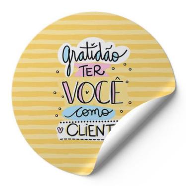Imagem de 120 Etiquetas Adesivas Redondas Gratidão Ter Você Como Cliente Impress
