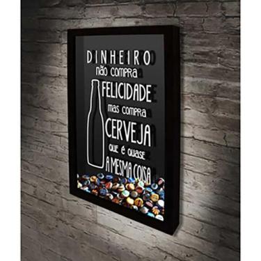 Imagem de Quadro Porta Tampinhas Dinheiro não compra felicidade. - Quadro Novo, 