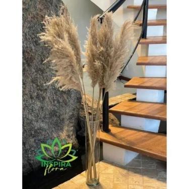 Imagem de Vaso De Vidro 10x50 Cilindro C/ 5 Hastes Capim Dos Pampas - FLORA FULL